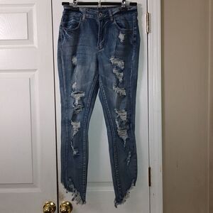 Rue21 High Rise Ankle Super Distressed Jeggings Sz 6